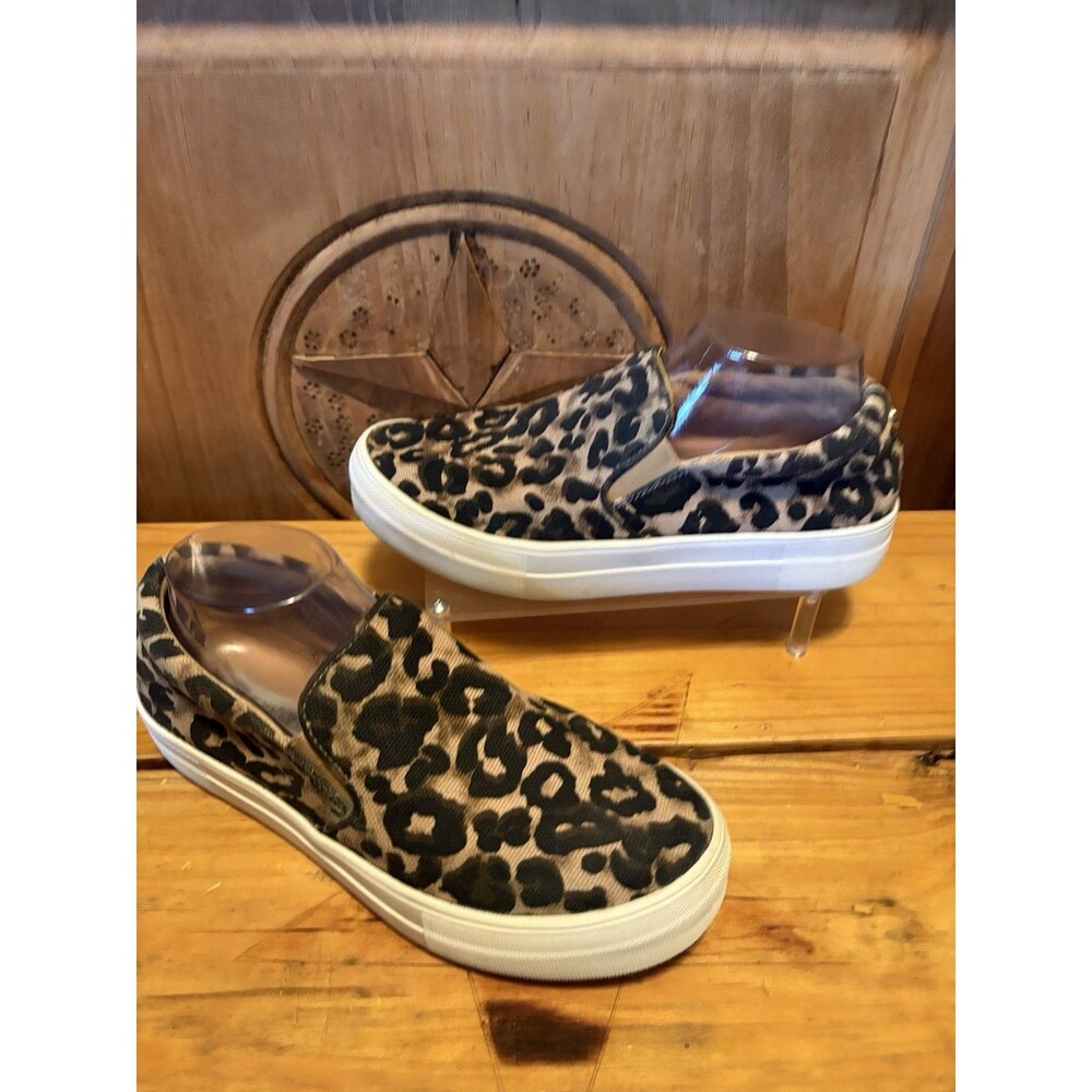 Steve Madden Glaammar Canvas Leopard Print Dual Sneakers 8.5 Slip On Flats - Picture 3 of 7